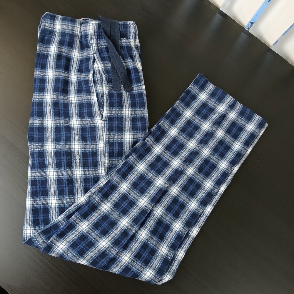 Fruit of the Loom Flannel Men's Sleepwear Lounge Pants L blue plaid cotton PJs - Picture 11 of 11